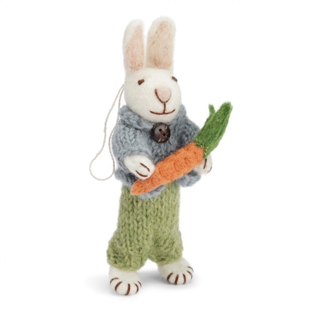Plstěný králíček v kalhotkách s mrkví